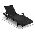 Gardeon 2PC Wicker Sun Lounger Outdoor Furniture Adjustable Black