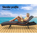 Gardeon 2PC Wicker Sun Lounger Outdoor Furniture Adjustable Black