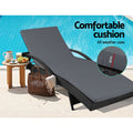 Gardeon 2PC Wicker Sun Lounger Outdoor Furniture Adjustable Black