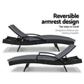 Gardeon 2PC Wicker Sun Lounger Outdoor Furniture Adjustable Black