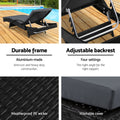 Gardeon 2PC Wicker Sun Lounger Outdoor Furniture Adjustable Black