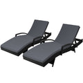 Gardeon 2PC Wicker Sun Lounger Outdoor Furniture Adjustable Black