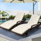 Gardeon 2PC Wicker Sun Lounger Outdoor Furniture Adjustable Brown