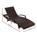 Gardeon 2PC Wicker Sun Lounger Outdoor Furniture Adjustable Brown