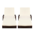 Gardeon 2PC Wicker Sun Lounger Outdoor Furniture Adjustable Brown