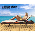 Gardeon 2PC Wicker Sun Lounger Outdoor Furniture Adjustable Brown