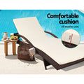 Gardeon 2PC Wicker Sun Lounger Outdoor Furniture Adjustable Brown