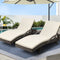Gardeon 2PC Wicker Sun Lounger Outdoor Furniture Grey Beige Cushion