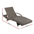 Gardeon 2PC Wicker Sun Lounger Outdoor Furniture Grey Beige Cushion
