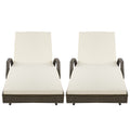 Gardeon 2PC Wicker Sun Lounger Outdoor Furniture Grey Beige Cushion