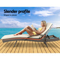 Gardeon 2PC Wicker Sun Lounger Outdoor Furniture Grey Beige Cushion