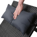 Gardeon 2x Wicker Sun Lounge Outdoor Lounger Chair Black Adjustable