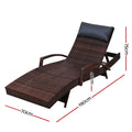 Gardeon Wicker Sun Lounge Chair Adjustable Brown Outdoor Beach