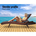 Gardeon Wicker Sun Lounge Chair Adjustable Brown Outdoor Beach