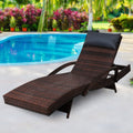 Gardeon Wicker Sun Lounge Chair Adjustable Brown Outdoor Beach