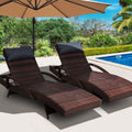 Gardeon Wicker Sun Lounge Outdoor Furniture 2x Brown Adjustable