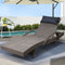Gardeon Wicker Sun Lounge Adjustable Grey Beige Outdoor Armchair