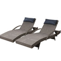 Gardeon Sun Lounge Wicker Lounger Grey Beige Outdoor Furniture 2x