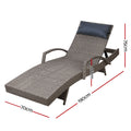 Gardeon Sun Lounge Wicker Lounger Grey Beige Outdoor Furniture 2x
