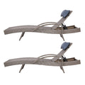 Gardeon Sun Lounge Wicker Lounger Grey Beige Outdoor Furniture 2x