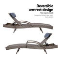 Gardeon Sun Lounge Wicker Lounger Grey Beige Outdoor Furniture 2x