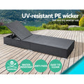 Gardeon Wicker Sun Lounge Adjustable Rattan Day Bed Outdoor Furniture