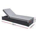 Gardeon 3PC Wicker Sun Lounge Outdoor Furniture Rattan Day Bed