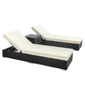 Gardeon 3PC Wicker Sun Lounge Outdoor Furniture Rattan Day Bed