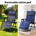 Gardeon Sun Lounge Lounger Folding Camping Zero Gravity Chair Outdoor Furniture XL Blue