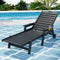 Gardeon Sun Lounge Chair HDPE Wheels Black Outdoor Furniture