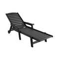 Gardeon Sun Lounge Chair HDPE Wheels Black Outdoor Furniture