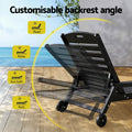Gardeon Sun Lounge Chair HDPE Wheels Black Outdoor Furniture