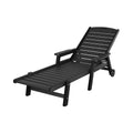 Gardeon Sun Lounge Chair HDPE Wheels Black Outdoor Furniture