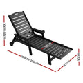 Gardeon 2PCS Sun Lounge Lounger Beach Chair HDPE Patio Outdoor Furniture with Wheels Black