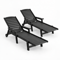 Gardeon 2PCS Sun Lounge Lounger Beach Chair HDPE Patio Outdoor Furniture with Wheels Black