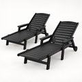 Gardeon 2PCS Sun Lounge Lounger Beach Chair HDPE Patio Outdoor Furniture with Wheels Black