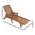 Gardeon Sun Lounge Chair Brown HDPE Outdoor Patio Furniture Wheels