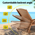 Gardeon Sun Lounge Chair Brown HDPE Outdoor Patio Furniture Wheels