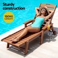 Gardeon Sun Lounge Chair Brown HDPE Outdoor Patio Furniture Wheels