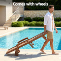 Gardeon Sun Lounge Chair Brown HDPE Outdoor Patio Furniture Wheels