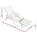 Gardeon Sun Lounge Chair White HDPE Outdoor Patio Furniture Wheels