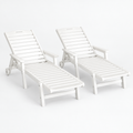 Gardeon 2PCS Sun Lounge Lounger Beach Chair HDPE Patio Outdoor Furniture with Wheels White