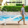 Gardeon 2PCS Sun Lounge Lounger Beach Chair HDPE Patio Outdoor Furniture with Wheels White