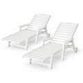 Gardeon 2PCS Sun Lounge Lounger Beach Chair HDPE Patio Outdoor Furniture with Wheels White