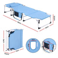 Gardeon Sun Lounger 5 Position Folding Tanning Chair with Face Hole Blue