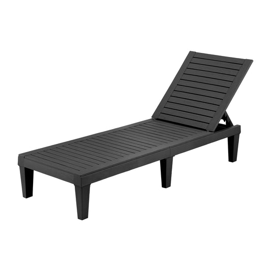 Gardeon Sun Lounge Adjustable Recliner Patio Outdoor Lightweight Black