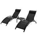 Gardeon 3PC Sun Lounge Outdoor Lounger Steel Table Chairs Patio