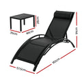 Gardeon 3PC Sun Lounge Outdoor Lounger Steel Table Chairs Patio