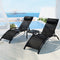 Gardeon 3PC Sun Lounge Outdoor Lounger Steel Table Chairs Patio