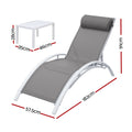Gardeon 3PC Sun Lounge Outdoor Lounger Table Chairs Steel Patio